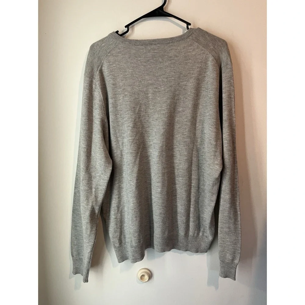 J Crew Mercantile Merino Wool Blend Sweater V Neck Long Sleeve‎ Gray Mens Large